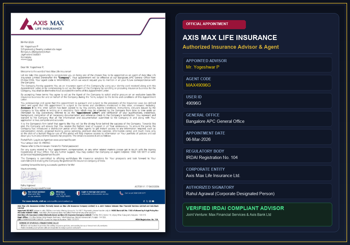Axis Max Life Insurance Appointment Letter - Yogeshwar P