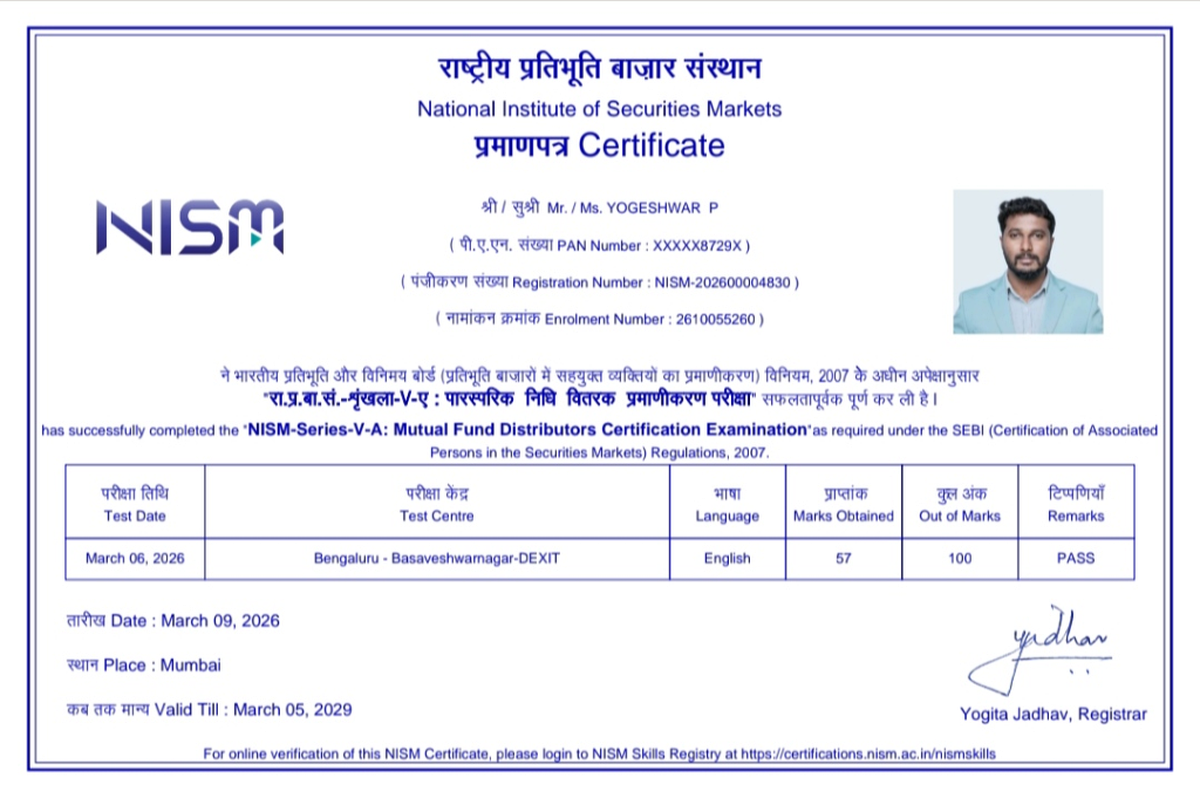 NISM Series V-A - Mutual Fund Distributors - Yogeshwar P